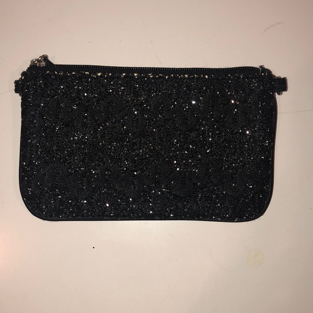 Sparkly black zipper pouch